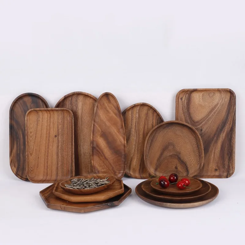 

Walnut Wood Coffee Tray Food Cup Trays Decorative Wood Plate Dessert Wooden Tray Gongfu Tea Tray Kitchen Storage Accessories