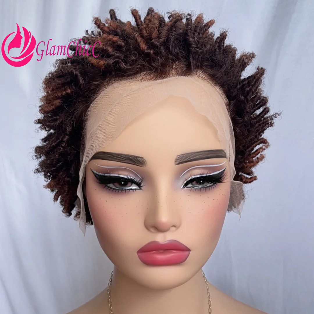 Perruque Lace Front 13x4 Premium Sans Colle, Cheveux Humains Brésiliens Remy, Courte, Bouclée Jerry Curl, Densité 180%, 6 Pouces, pour Femmes