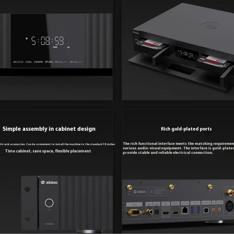 ZIDOO UHD8000 High Performance Hi-end DAC Audio Decoder 8K All-in-one Media Player HiFi Streaming Support APP Control