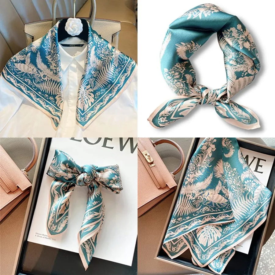 

100% Mulberry Silk Neck Scarf 21"x21" Small Square Scarfs for Women Gift Packed，T1 - Everything Grows