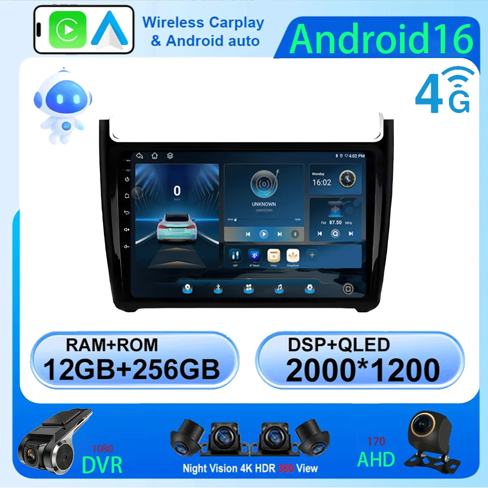 LJZNA Android 16 For Volkswagen VW polo sedan 2008-2018 Car Radio Multimedia Video Player dsp 8 Core GPS 2din dvd Carplay 4GWIFI
