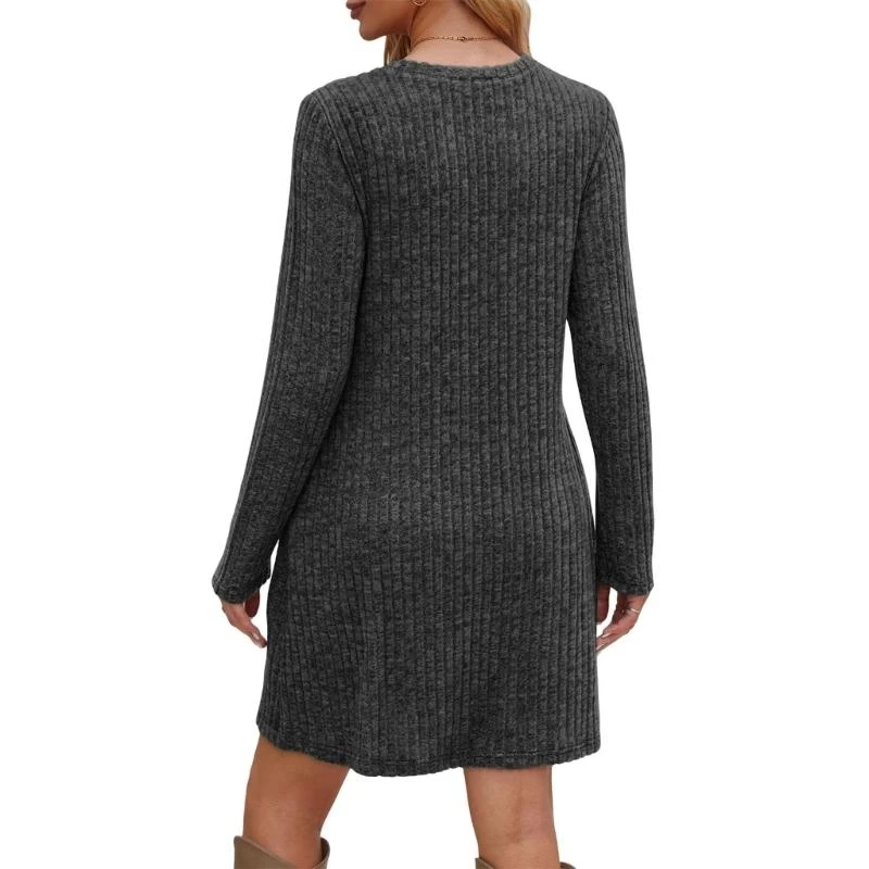 q22d-women's-elegant-polyester-dress-round-collar-side-closure-buttons-detail-fall-dress-with-side-pockets-easy-care-fabric