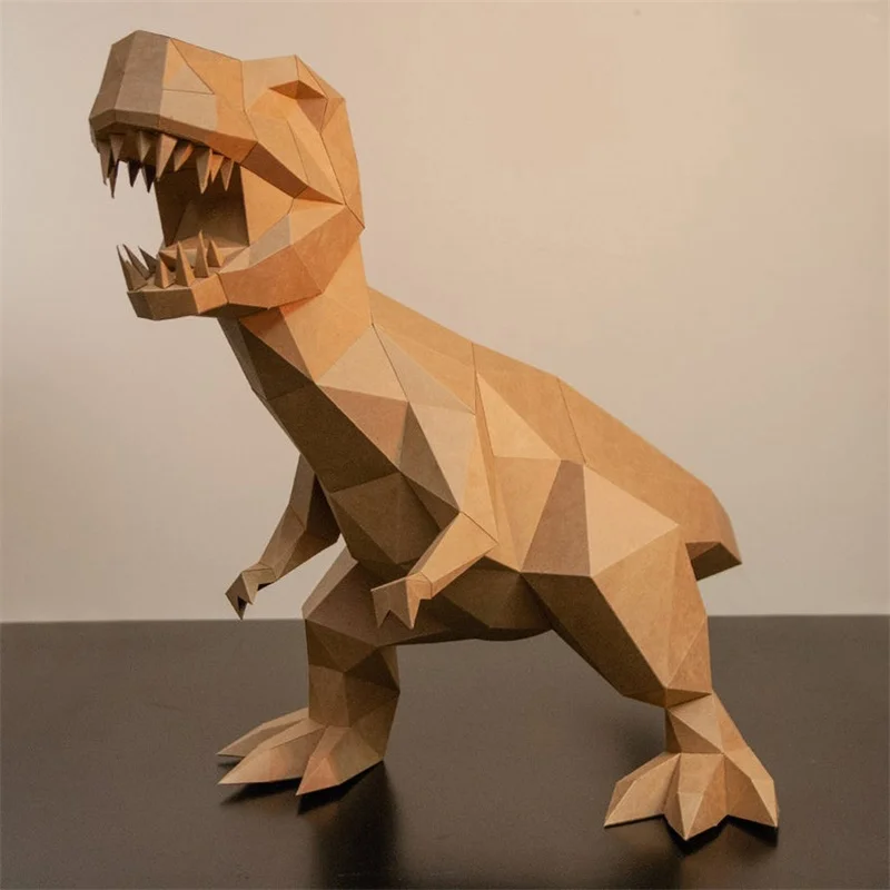 Tyrannosaurus Rex 3D Paper Model DIY Papercraft Handmade Ornaments Home Decoration Low Poly Sculpture Dinosaur Model Puzzles Toy