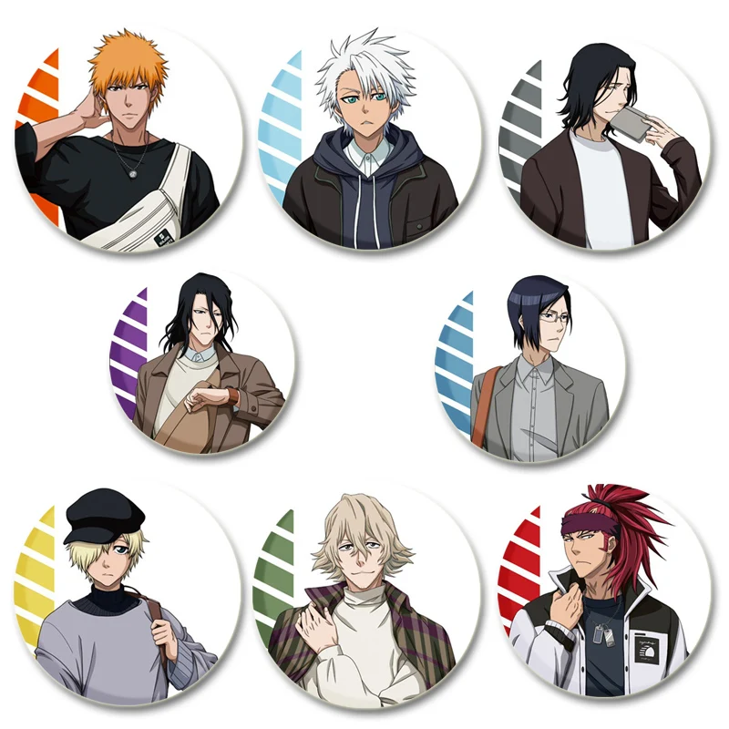 

Bleach Anime Brooch Rukia Renji Byakuya Kuchiki Byakuya Sajin Renji Shuuhei Cartoon Badge Gift Fashion Handmade Pins Accessories