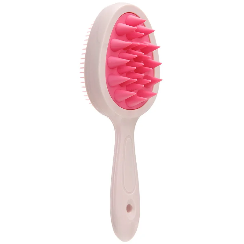 Extended Handle Hair Brush Double-sided Shampoo Brush Scalp Massage Soft Silicone Hair Shower Washing Brush for Dry Wet Using