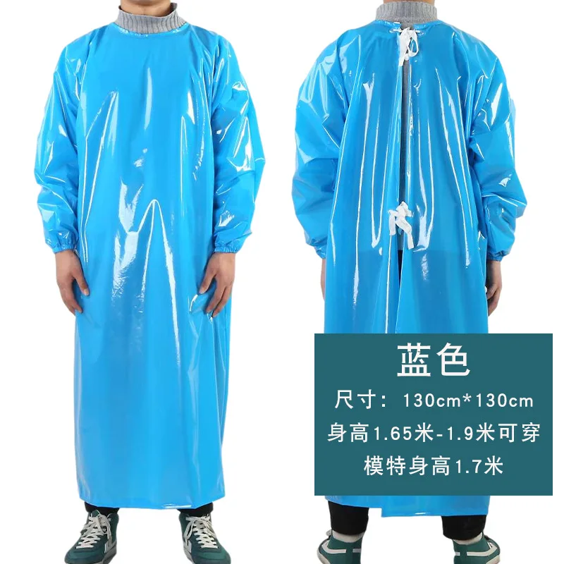 Simple TPU waterproof and oil proof overalls Reverse dressing Aquatic slaughtering apron Reversible overalls Long sleeved apron