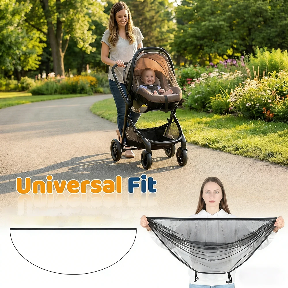 Baby Kinderwagen Moskito Net Mesh Insekten Netze Atmungsaktive Infant Auto Sitz Abdeckung Neugeborenen Wagen Wiegen Moskito Net Universal – Detail 4