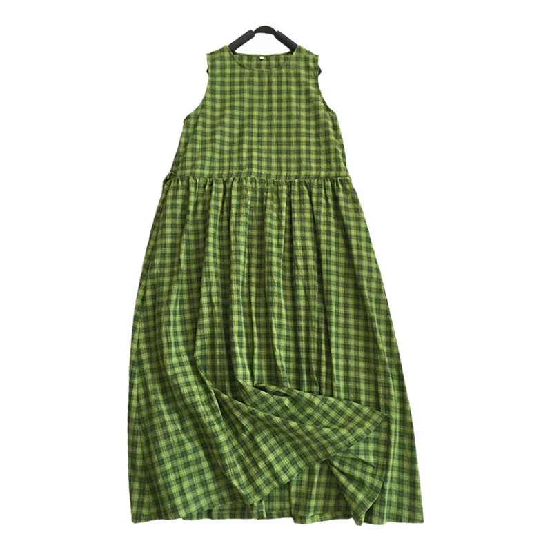 Green Plaid Fabric Retro Nostalgic Polyester Cotton Linen Yarn-Dyed Fabric Dress Curtain Tablecloth DIY Handmade Fabric 1/2/5m