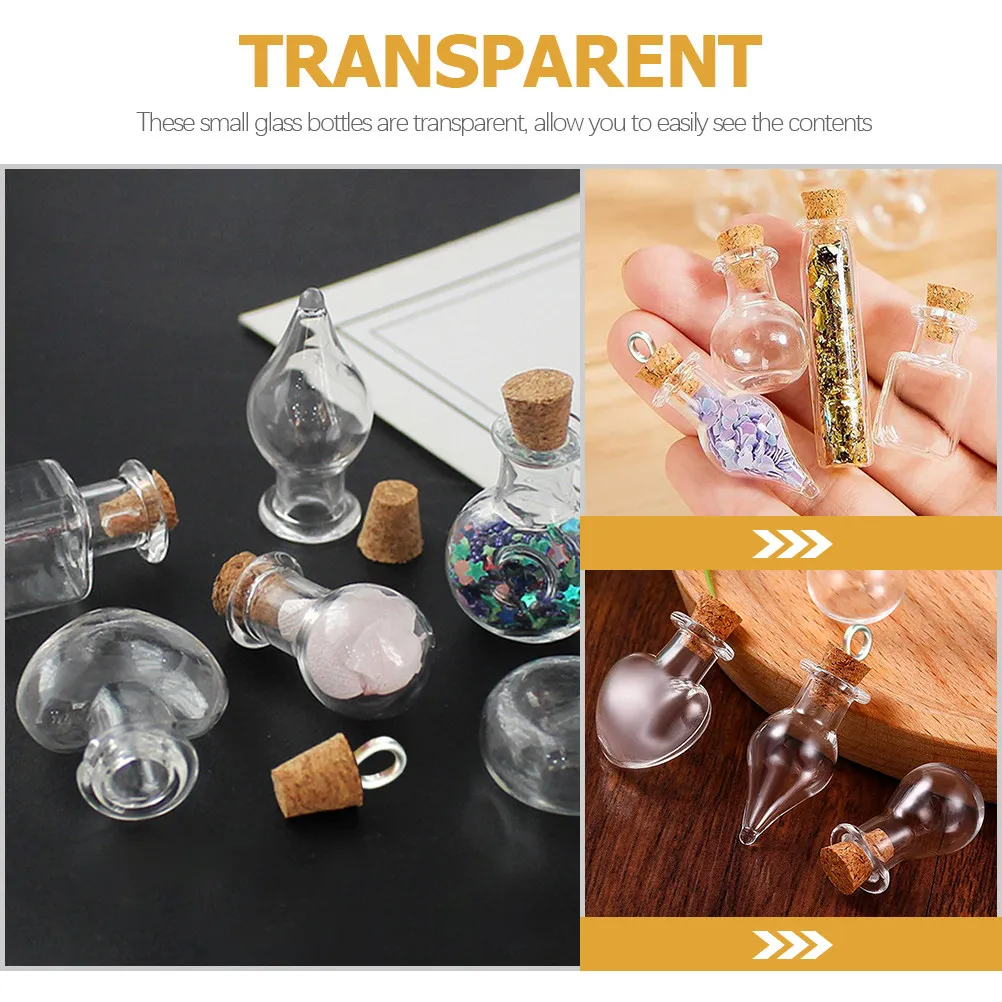 32Pcs Glass Bottle Hangings Mini Glass Bottles Cork Stoppers Teardrop Shaped Small Jars for DIY Crafts Sand Art Message Storage