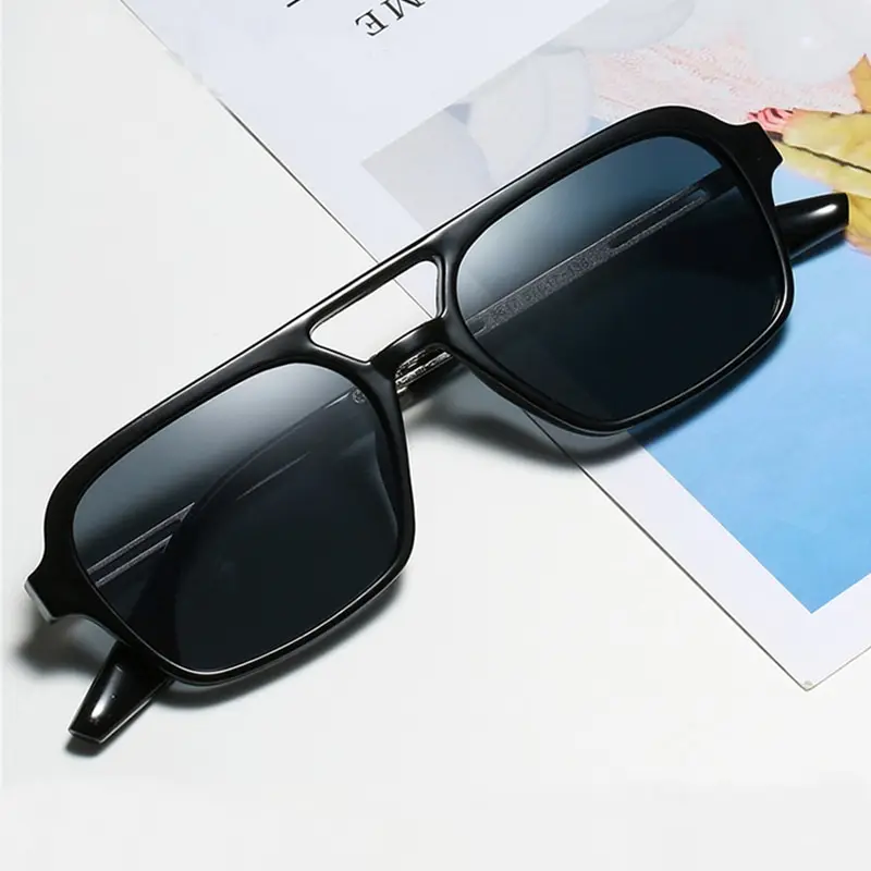 Męskie i damskie okulary przeciwsłoneczne w stylu Vintage Twin Beam Aviator kolorowe okulary przeciwsłoneczne klasycznej mody Uv400 2023