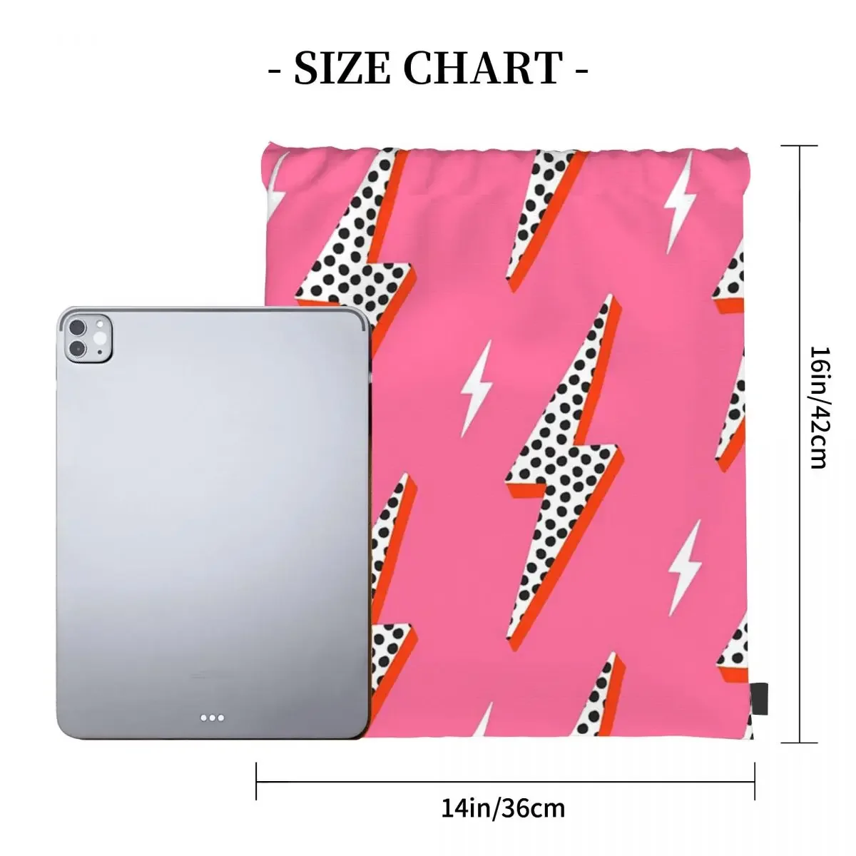 Lightning Bolt Thunder Flash Preppy Pink Backpacks Drawstring Bags Drawstring Bundle Pocket Sports Bag BookBag Travel Students