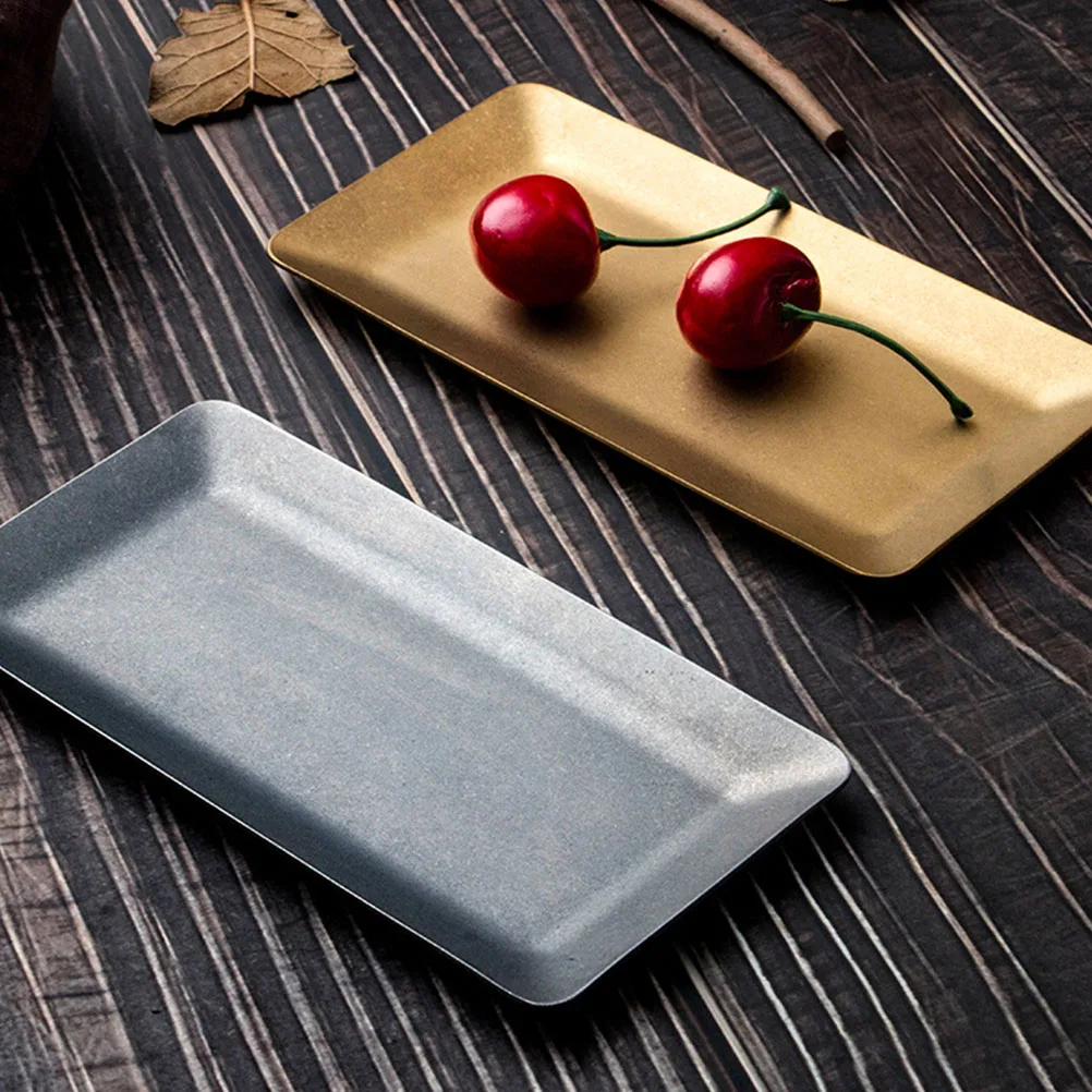

2 Pcs Rectangular Stainless Steel Plate Sushi Serving Tray Hotel Restaurant Tableware Modern Snack Dish