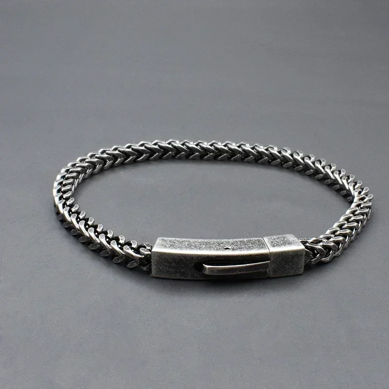 Stainless Steel Spring Clasp Chain Bracelet for Men Double Franco Link Chains Bracelets Armband Male Jewelry