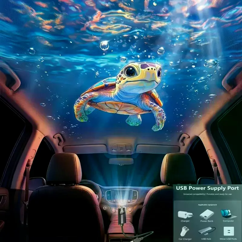 LED USB Projector Light Ocean Projection Lamp With 8pcs Marine Life Light Panels Ceiling Decorative Night Light