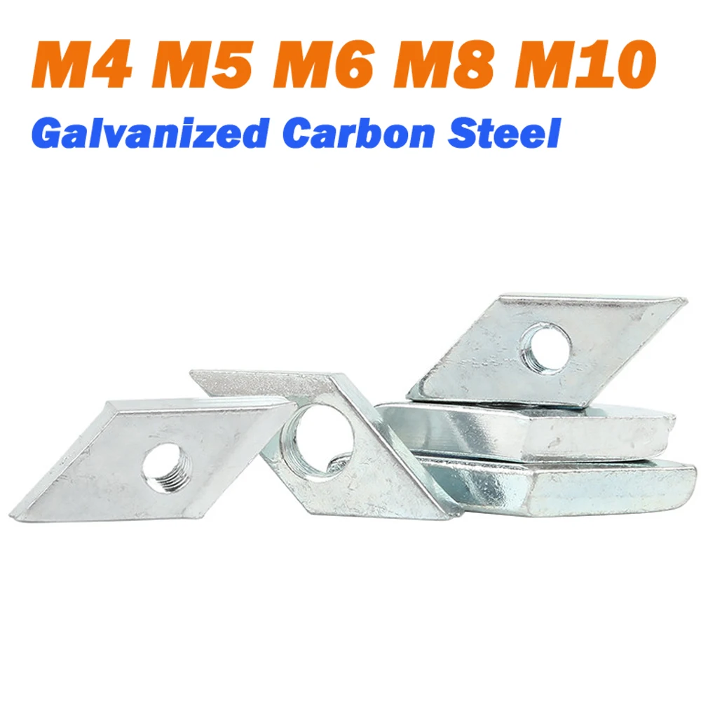 Parallelogram Nut M4M5M6M8M10 Diamond Carbon Steel Galvanized Zinc Plated Carbon Steel Block Compatible Nut for Aluminum Profile