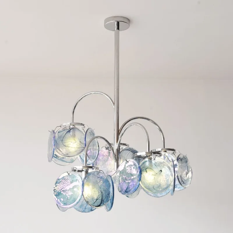 Light luxury Murano bedroom eye protection chandelier, creamy style high-end modern stained glass restaurant bar light