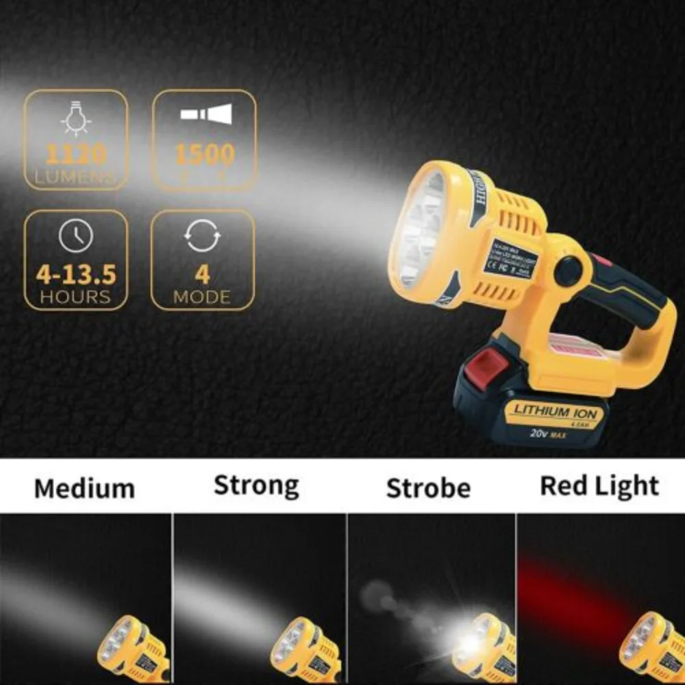 Reemplazo de luz de trabajo LED de 20V Max para Dewalt Spotlight DCL043 alimentado por Dewalt 20V Max batería de litio 12W Linterna de mano