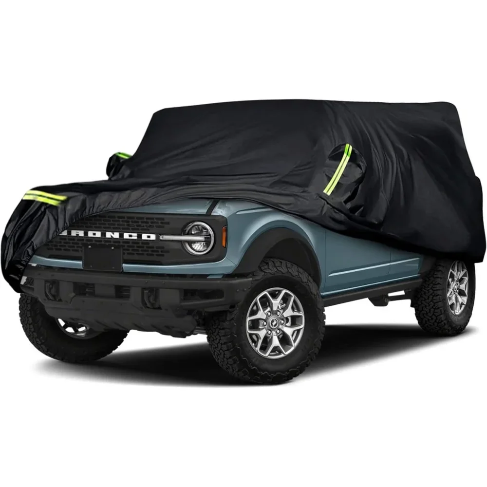 Outdoor Waterproof Car Covers Custom For Ford Bronco 4 Door 2021-2024 UV Protection with Zipper Reflective Strip Storage Bag