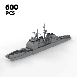 Military vehicle MOC Ticonderoga Frigate building block Battleship kit Warship model Army weapon guided missile bricks Cruiser