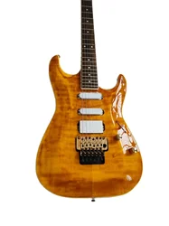 Custom Knopfler MK Electric Guitar - Amber Sunburst Quilted Maple Top