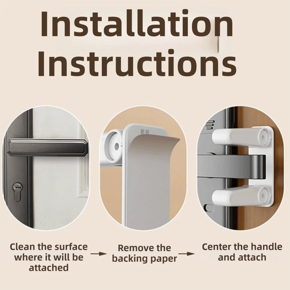 

2Pcs Strong Adhesive Childproof Door Handle Lock Strong Load-bearing Tool-free Baby and Children's Safety Lock No Drill White