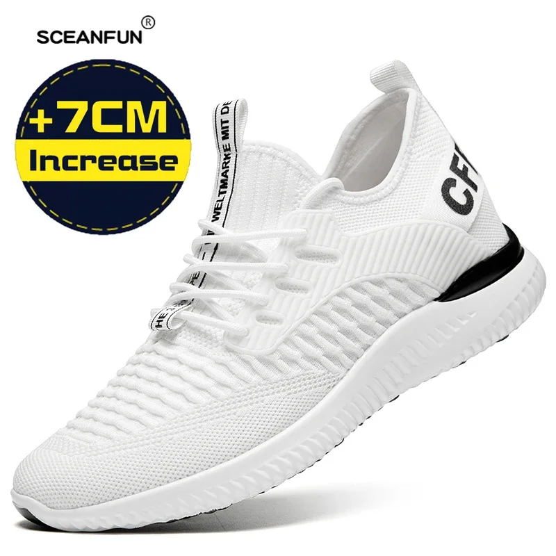 Zapatillas de deporte para hombre, zapatos informales con elevador, zapatos con aumento de altura, plantillas de 7cm, zapatos deportivos con aumento, diseño de zapatos altos, novedad de 2024