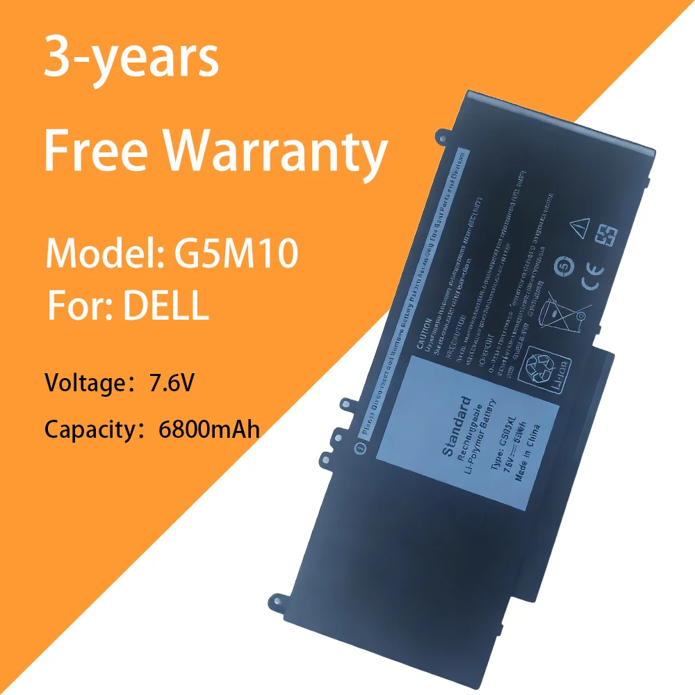 

7.6V 6800mAh Laptop Battery, Laptop Battery, New for Dell Latitude 3350 3160 E5450 E5550