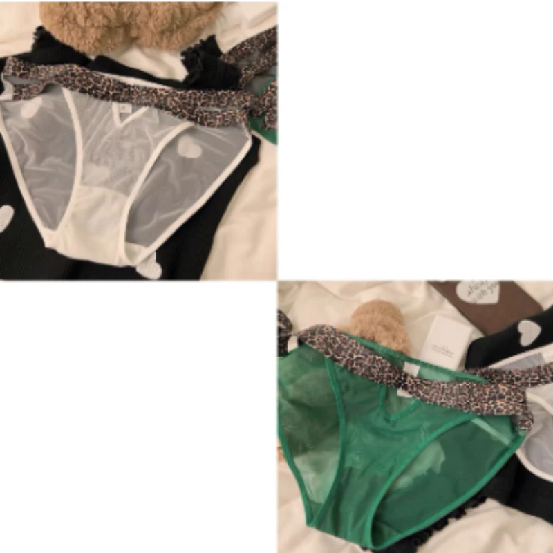 

Women's Split Fairy 2026 New Medium and Low Waist Mesh Briefs Smooth Soft Leopard Print Pure Desire Wind Hollow Sexy Underwear