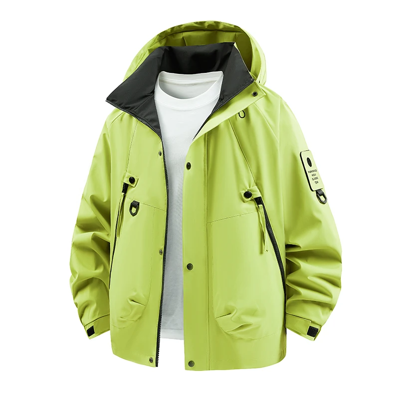 Men's Outdoor Jacket Hooded Full Zip Multi Pocket Adjustable Cuffs Regular Fit Hiking Camping Travel Spring Autumn Coat