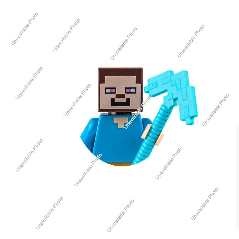 Hot Toys My World Building Blocks Cartoon Steve Craftes Characters Figures Assemble Toys Green Pixel Creeper Bricks Hero Toy