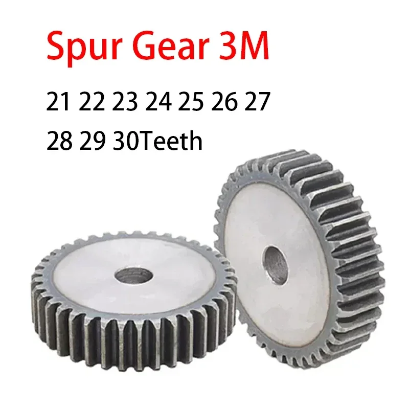 

1Pcs Spur Gear 3M 21 22 23 24 25 26 27 28-30T 45# Steel Motor Pinion Transmission Flat Gear Tooth Pitch 9.42mm Thickness 30mm