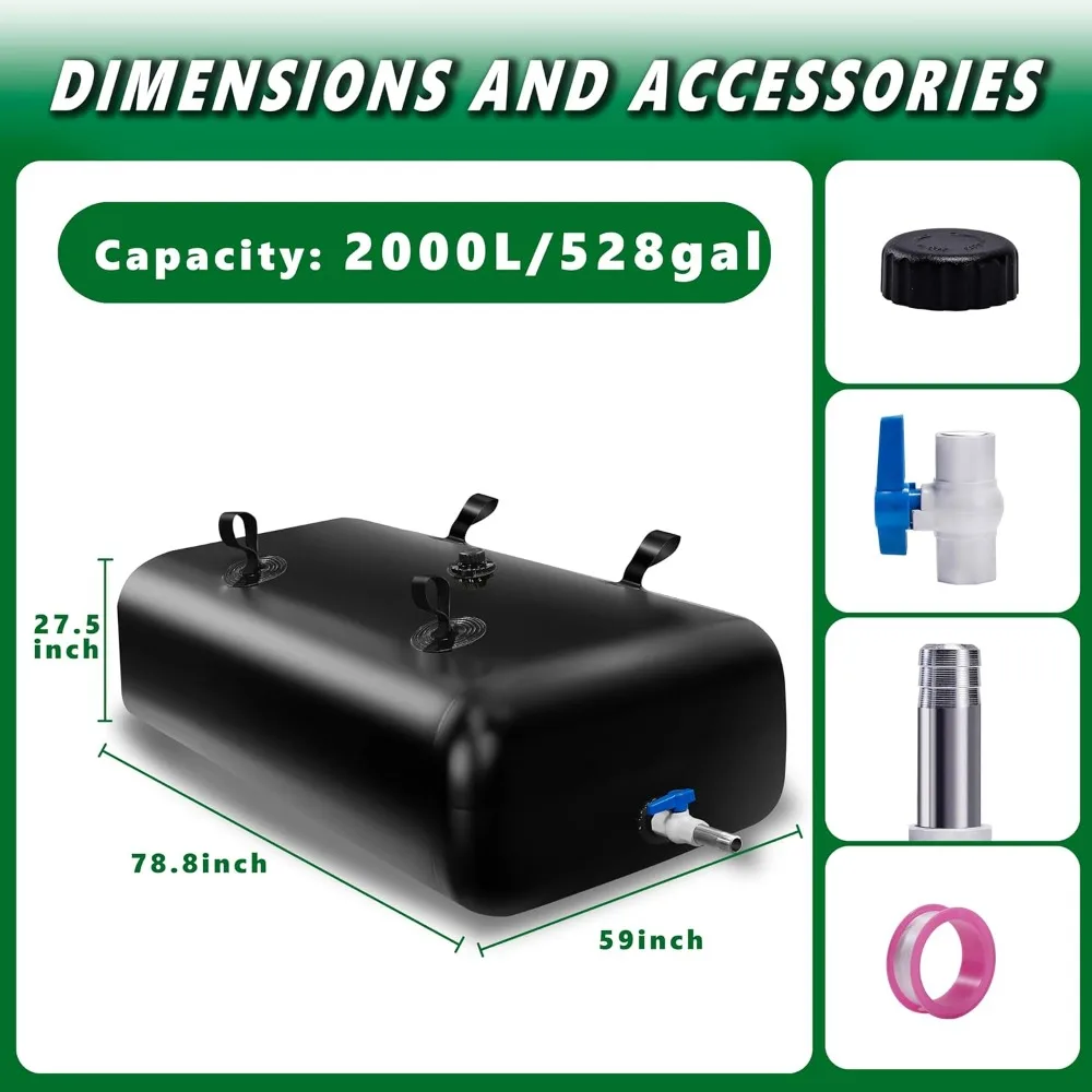 Collapsible Portable Water Tank, 2000L/528gal Large Capacity Storage Bag for Emergency Drought Relief