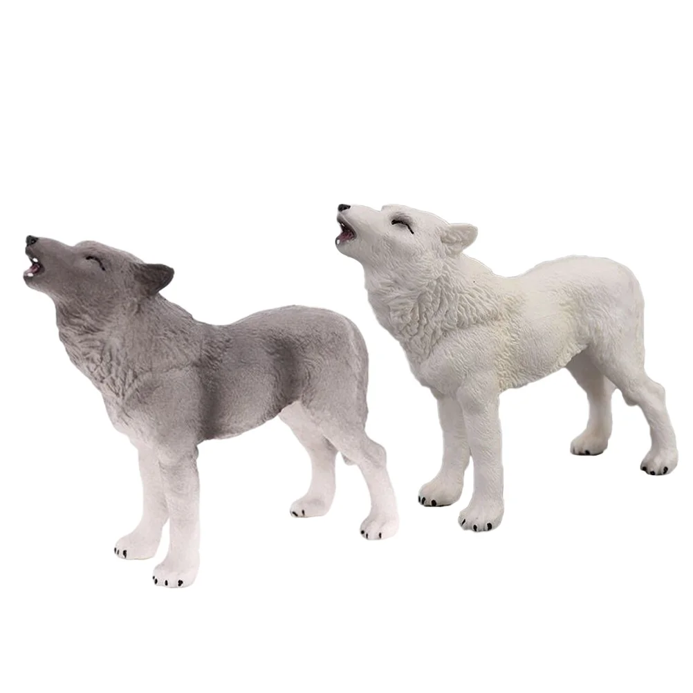 

2 Pcs Kids Toys Wolf Model Lifelike Desktop Creative Realistic Wild Animal Figurines Cognition Models Educational Child