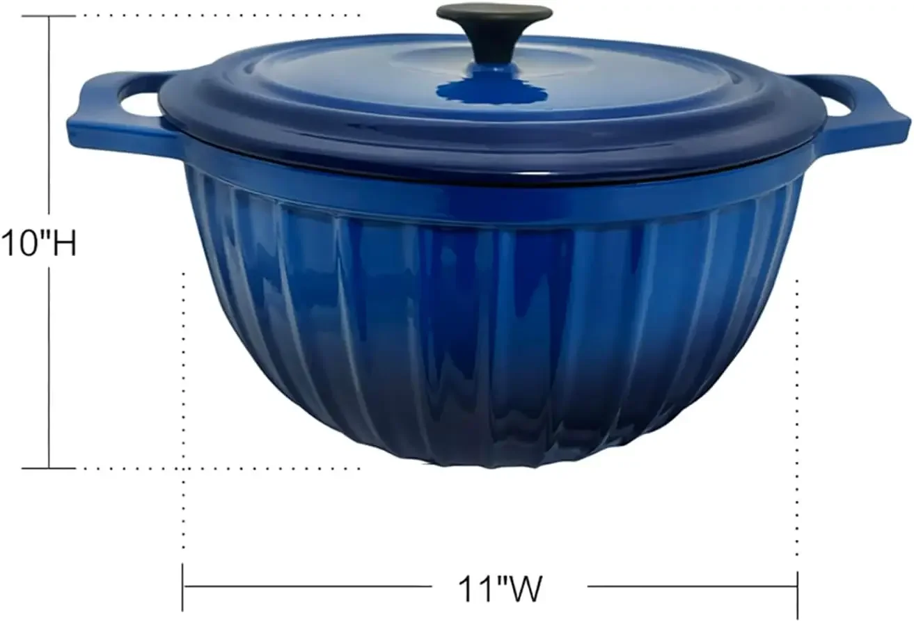 5 Quart Cast Iron Dutch Oven Pot with Lid, enameled cast iron pot, blue dutch oven, porcelain cast iron dutch oven, pot with lid