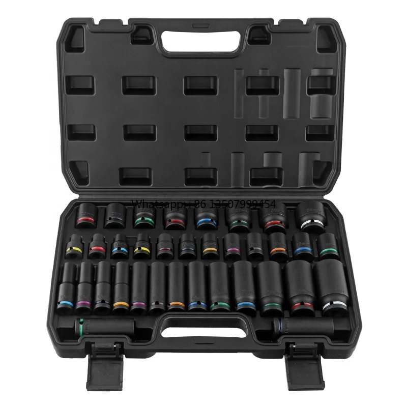 

Mechanical Tool Box Set Hand Tools 1/2 Inch Color Hex Impact Socket Set Short Long Socket Set for Pneumatic Wrenches OEM ODM