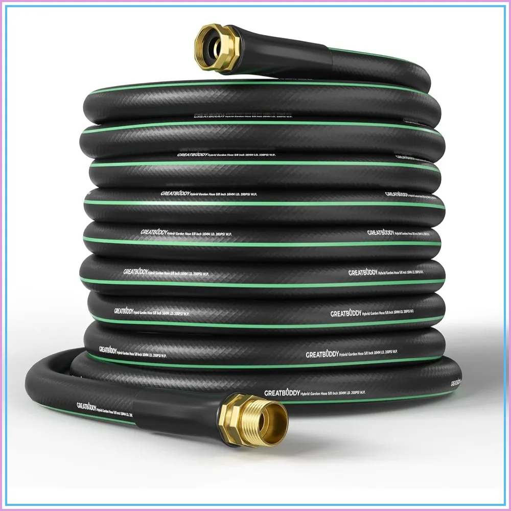 100ft Flexible Garden Hose, 5/8" Heavy Duty, 600 PSI, Leakproof Brass Fittings
