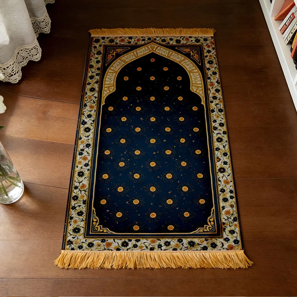 Tapis de prière musulman en polyester, tapis islamique portable pour la prière Salah, tapis de prière du Ramadan, couverture de prière douce pour la maison et les voyages, cadeau musulman