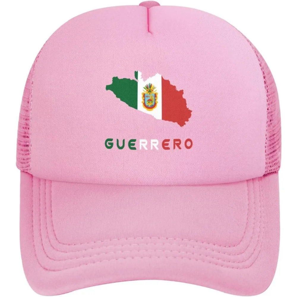 Guerrero Mexico State Flag map Unisex Adult Classic Mesh Baseball Cap Snapback hat Grid mesh Hat Black