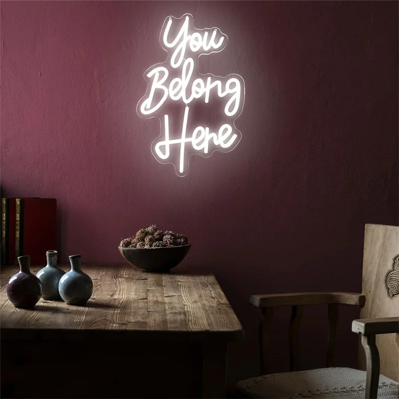 

You Belong Here Neon Sign For Wall Decor Dimmable LED Neon Signs For Salon Home Bedroom Custom LED Neon Light Party Decor Gifts