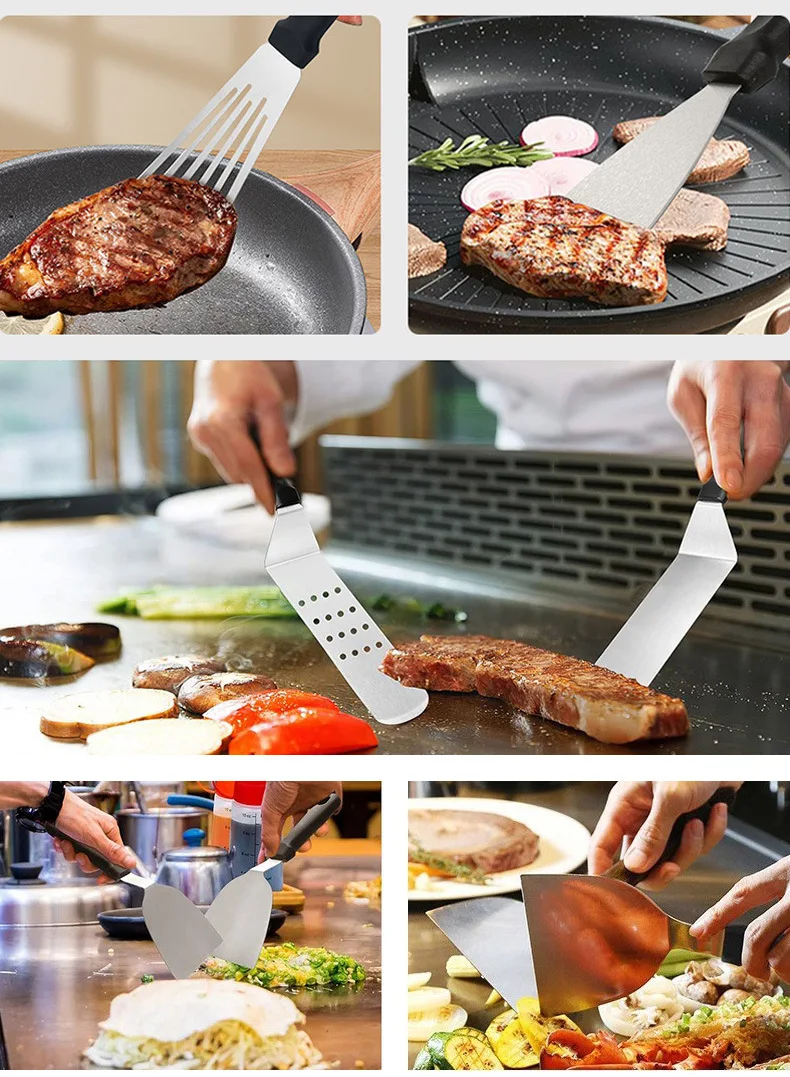 مجموعة ملحقات شواية Onilini مكونة من 6 قطع من ملاعق الفولاذ المقاوم للصدأ مع مكشطة حقيبة حمل للشواء في الهواء الطلق #4