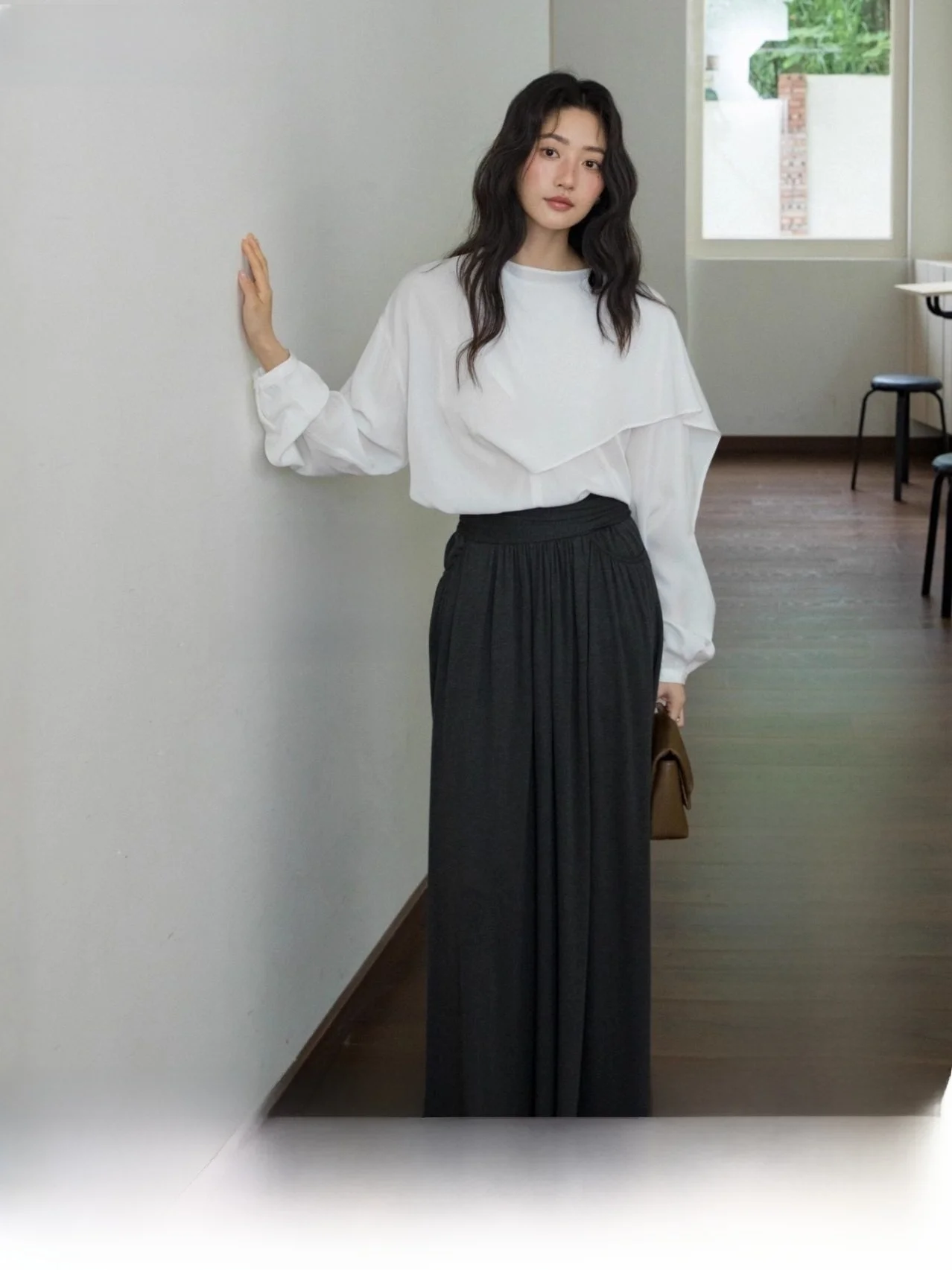 

Длинная вязаная юбка женская, с высокой талией, А-силуэт, миди, дышащая, приятная к телу, из полиэфирного волокна, с плиссировкой, в стиле Lazy Sle