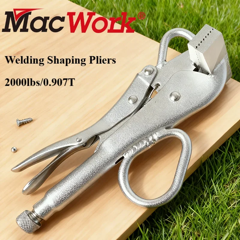MacWorkTools Locking Sheet Metal Clamp Flat Extra Wide Duck Bill Vice Auto Body Pull Clamps & Welding Shaping Pliers