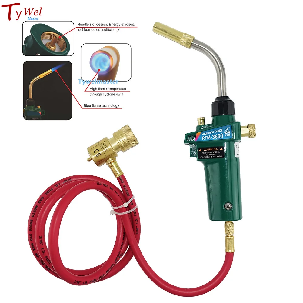 Mapp Welding Torch Piezo Ignition Gas Flame Soldering Tool 1.5m Hose CGA600 BBQ Heating Quenching HVAC Plumbing Brazing Torch