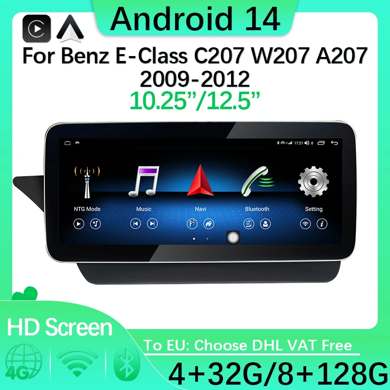 Android 14 Car Radio For Mercedes Benz E Coupe C207 A207 Navigation 8 Core Stereo Multimedia Car Video Player Bluetooth Screen