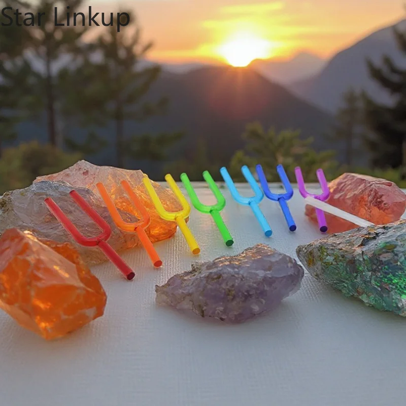 Star Linkup Spiritual healing crystal tuning fork kit, ideal for yoga soothing and meditation calm, therapeutic diapason tool for physical relief and frequency resonance
