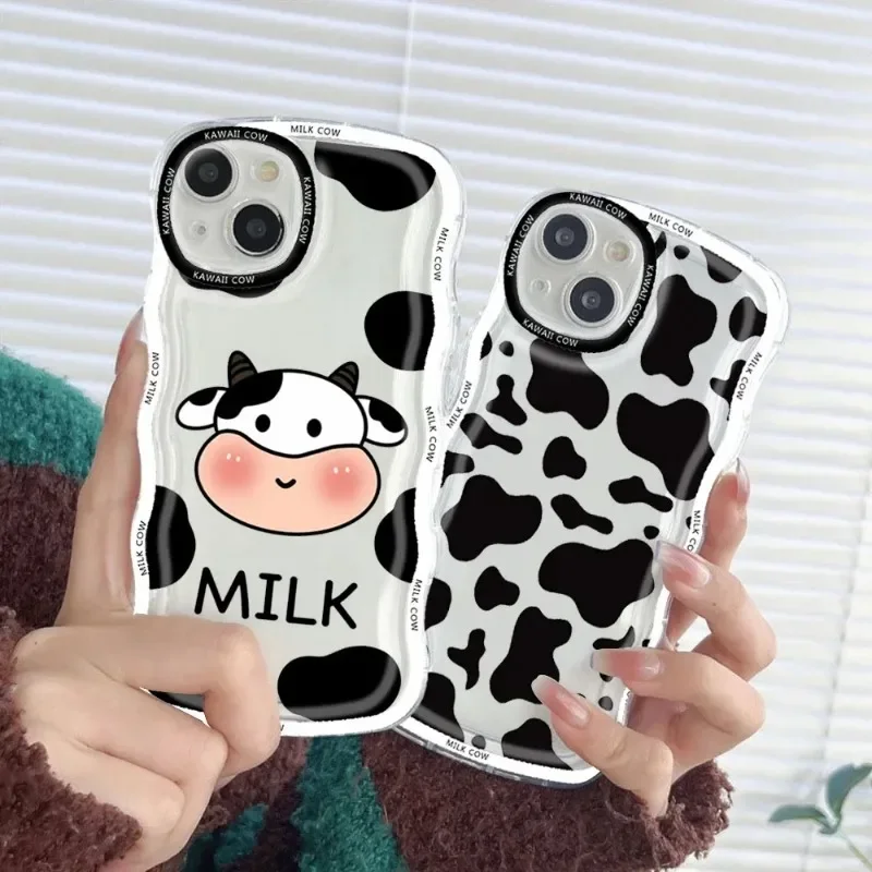 

Cute Cattle Leopard Print Phone Case For iPhone 15 11 12 13 14 Pro Max Mini XR X XS SE2 7 Plus Shockproof Transparent Soft Cover