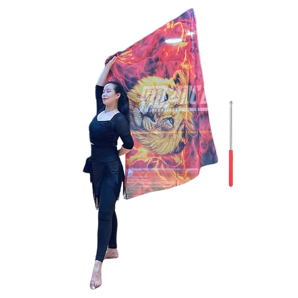 avec bâtons télescopiques, accessoires de danse du ventre, tiges évolutives, foulards multicolores colorés, drapeau léger et Portable