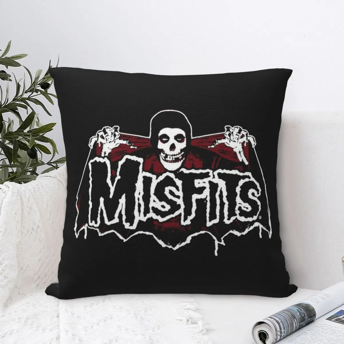 Bat Skull Misfits Pillow Covers Home Heavy Metal Cushion Case Cool Decor Throw Pillow Case 45*45