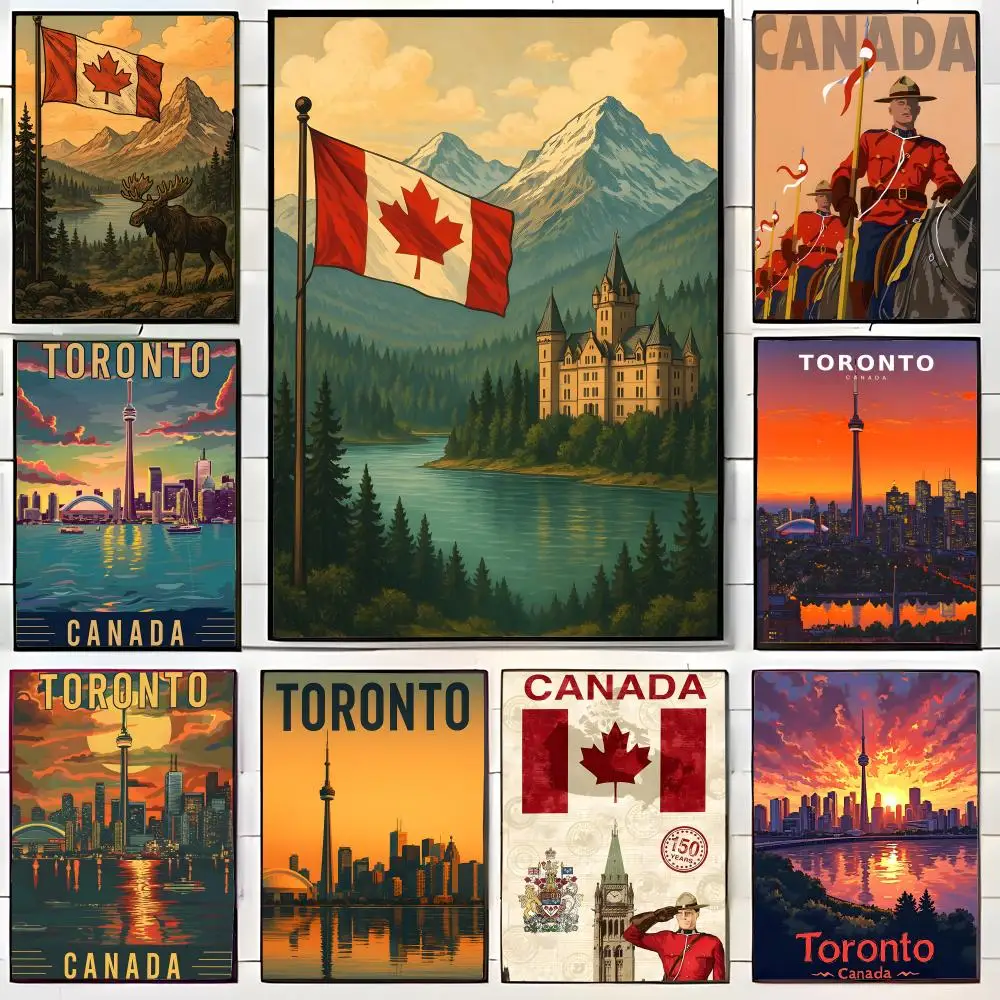 Travel Concept Iconic Canadian landmarks Poster Wall Art Print Decorative Mural Home Decor Gift Unframed