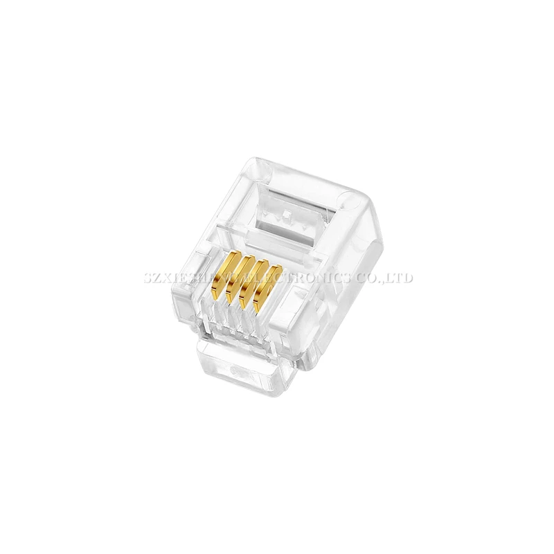 20/50/100PCS RJ11 Telephone Crystal Plug 6P6C 6P4C 6P2C RJ9 4P4C Modular Cable Head Gold Plated Network Connectors